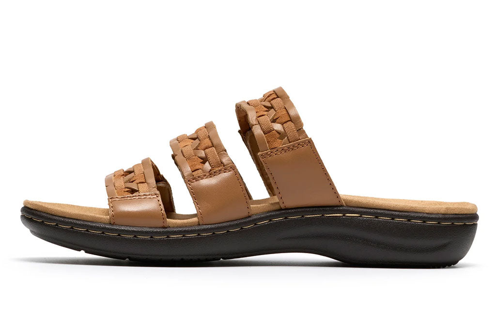 Clarks Women's Laurieann Emma Woven Three-Strap Slide Sandal