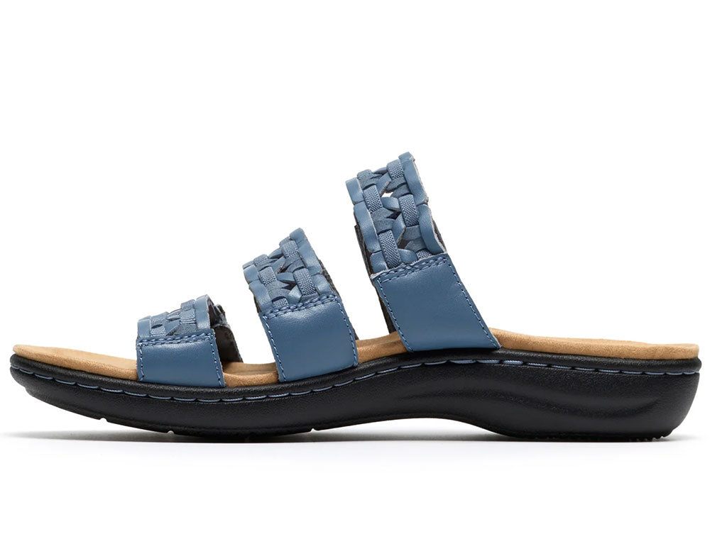 Clarks Women's Laurieann Emma Woven Three-Strap Slide Sandal