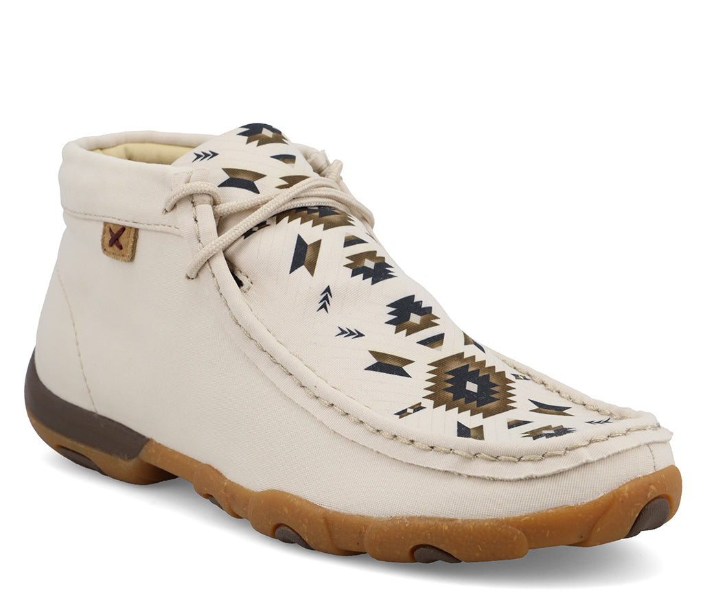 Twisted X Women's Chukka Driving Moc Rice Husk Fabric Aztec Print