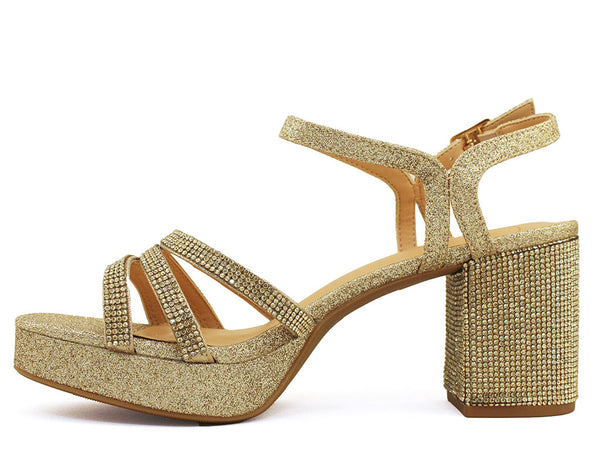 My Delicious Shoes Women's Icarus Rhinestone Strappy Sandals