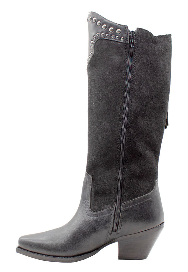 Very Volatile Women's Palomino Knee-High Suede Fringe Stud Boot