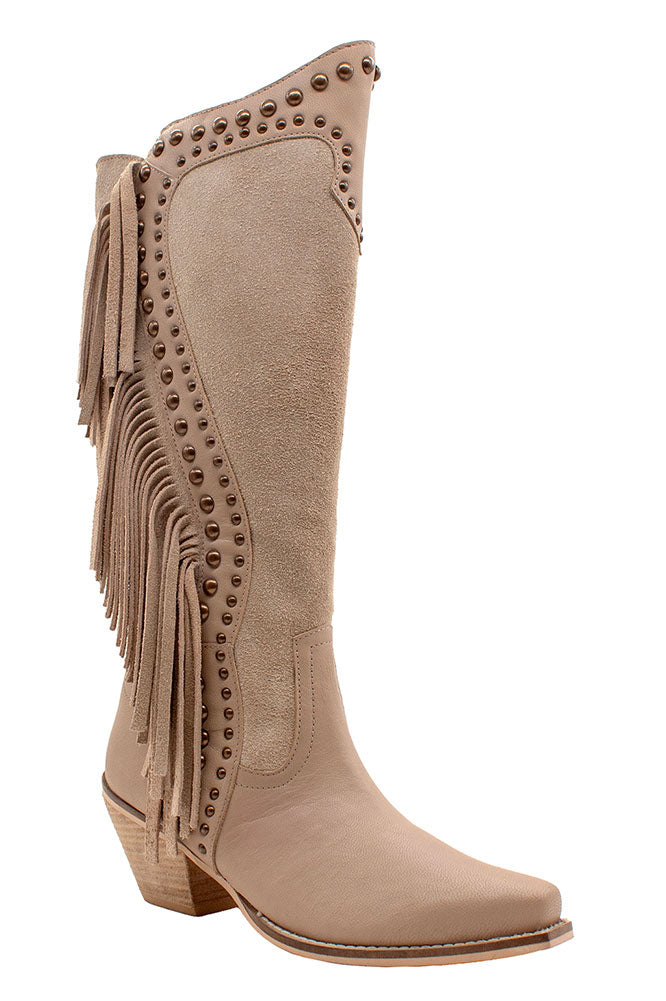 Very Volatile Women's Palomino Knee-High Suede Fringe Stud Boot