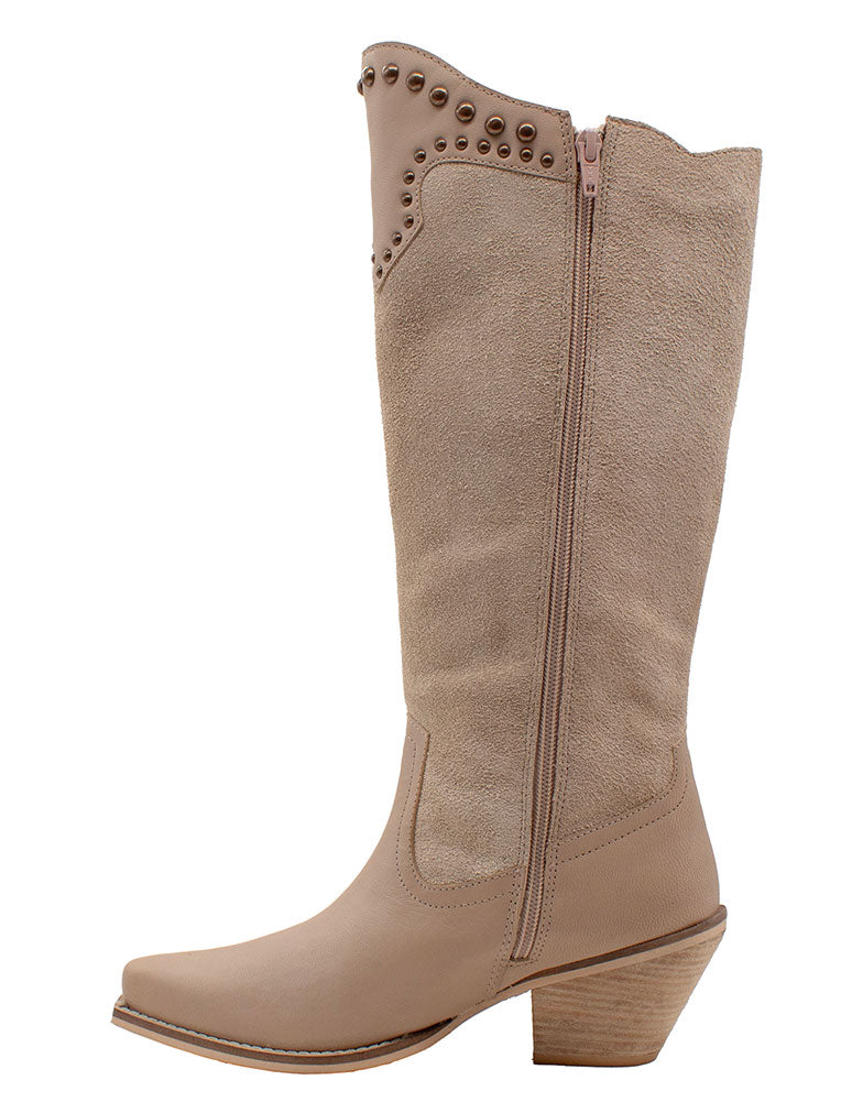 Very Volatile Women's Palomino Knee-High Suede Fringe Stud Boot