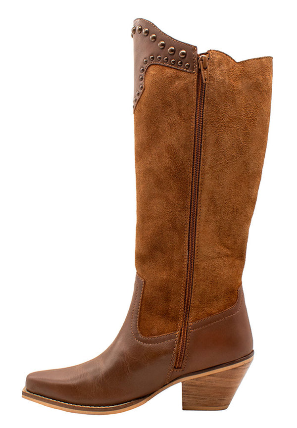 Very Volatile Women's Palomino Knee-High Suede Fringe Stud Boot