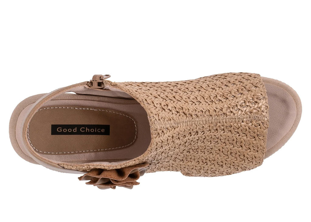 GC Shoes Women's Zakki Flower Rosette Woven Sandal