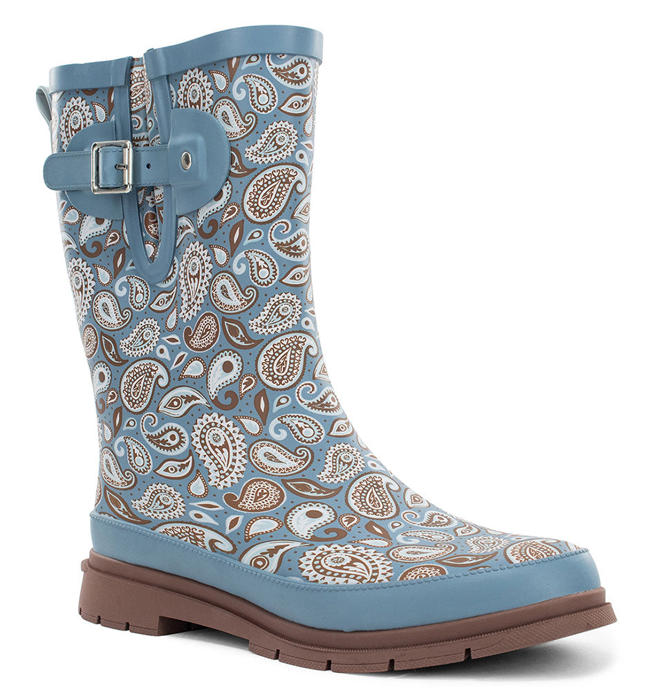 Western Chief Women's Bandana Faux Fur Mid Rain Boot