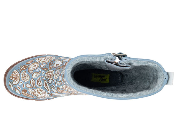 Western Chief Women's Bandana Faux Fur Mid Rain Boot