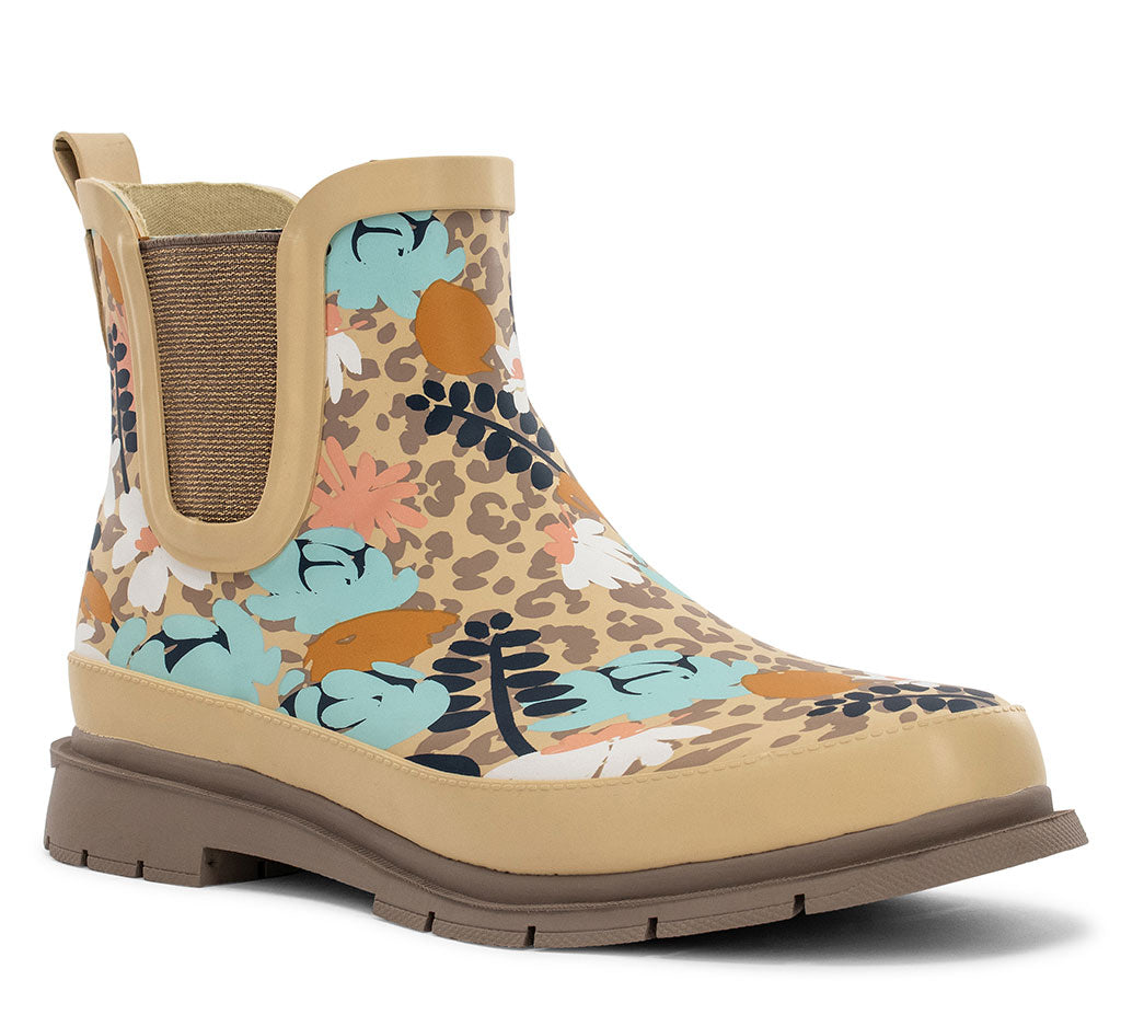 Western Chief Women's Leopard Floral Chelsea Rain Boot