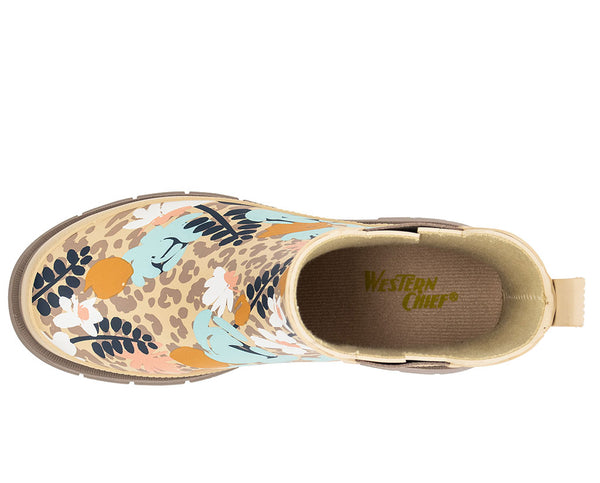 Western Chief Women's Leopard Floral Chelsea Rain Boot