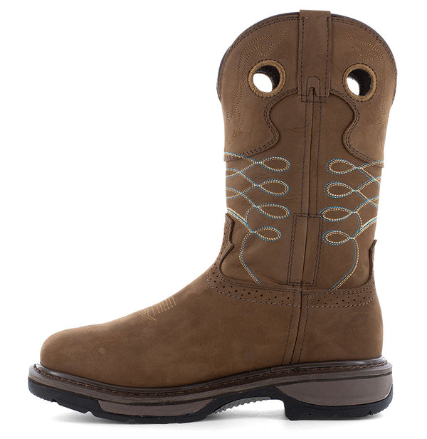 Frye Supply Women's 10 Inch Western Met Guard ST EH SR Brown