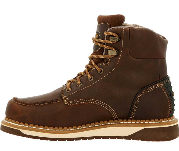 Georgia Boot Men's 6 Inch AMP LT Wedge WP Moc Toe Dark Brown