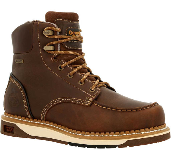 Georgia Boot Men's 6 Inch AMP LT Wedge WP Moc Toe Dark Brown
