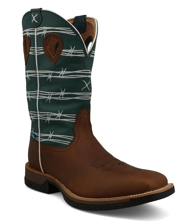 Twisted X Men's 12 Inch Tech X Boot Oiled Buffalo & Green-Blue Slate