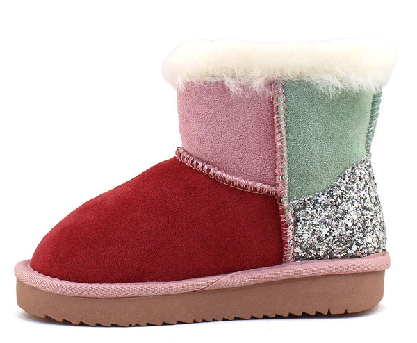Soda Kids Ada-II Pom Fux Fur Ankle Booties