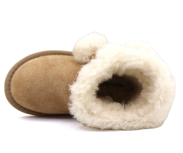Soda Kids Ada-II Pom Fux Fur Ankle Booties