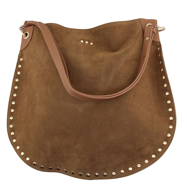 Pretty Simple Rosalie Rivet Suede Hobo Bag