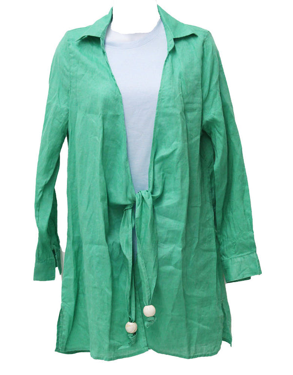 ELAN Linen Tie Blouse