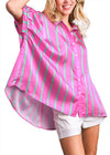 Umgee USA Satin Stripped Oversized Top