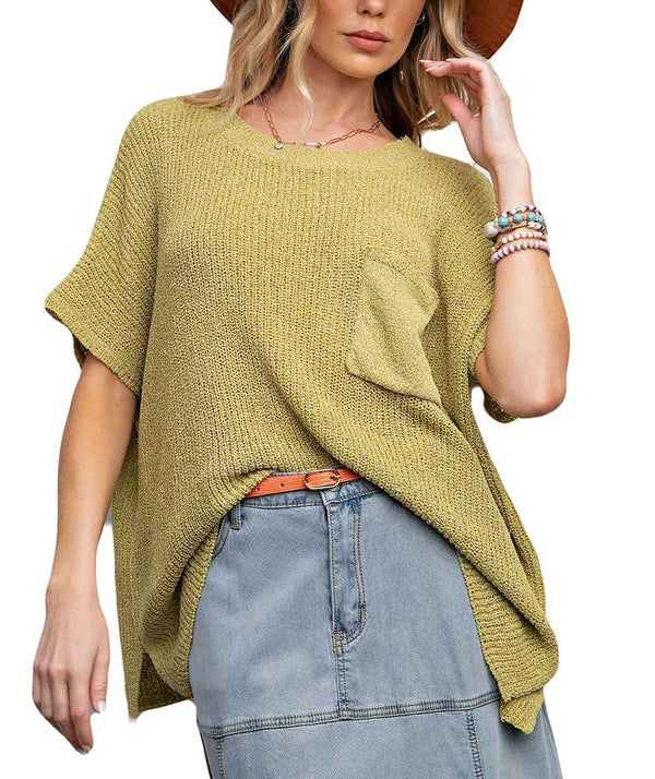 Easel Ss Knot Pocket Tunic