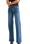 Mica Denim Women's Mid-rise Wide Leg Embellished Jeans
