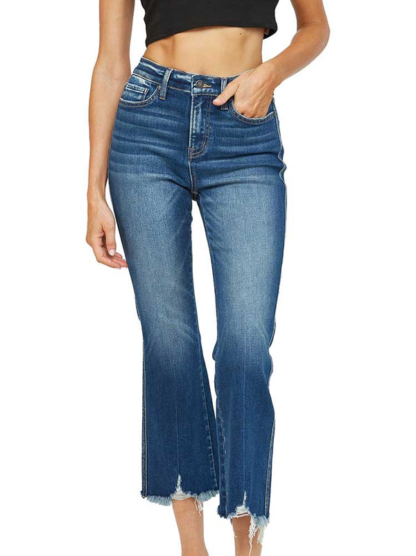 Mica Denim Crop Flare Fray