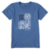 Life Is Good Woodcut Sunflower Flag T-Shirt