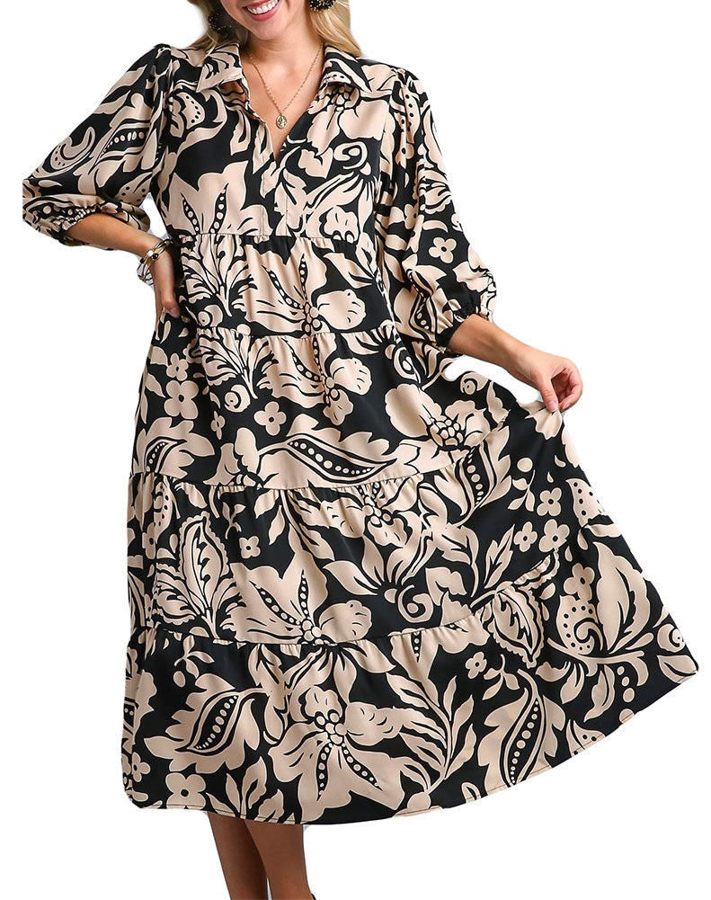 Umgee USA Floral Print Midi Dress