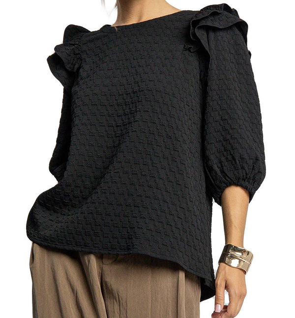 Umgee USA Ruffle Jacquard Top