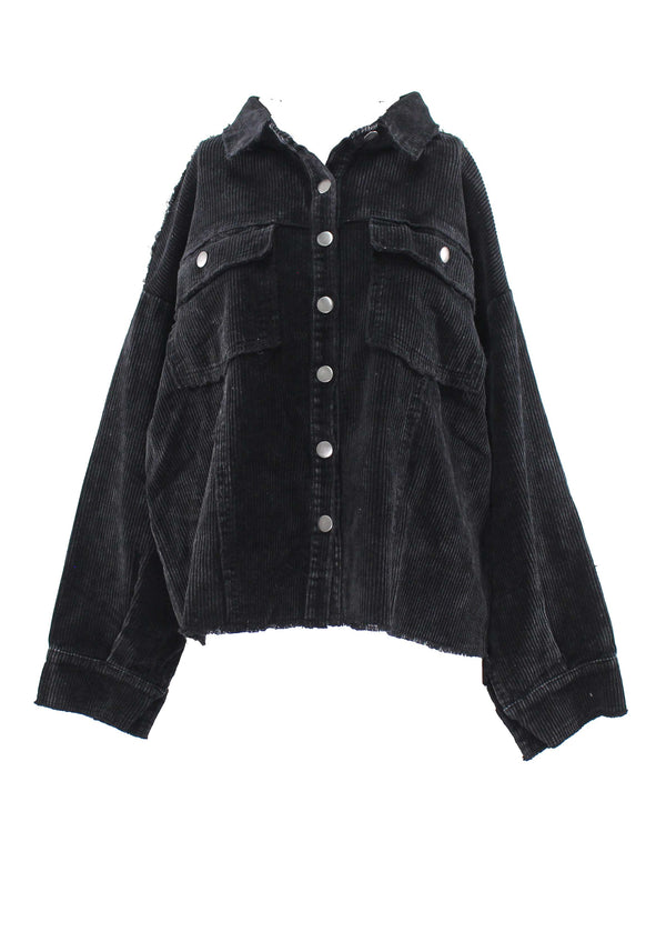 Hyfve Washed Corduroy Frayed Shacket