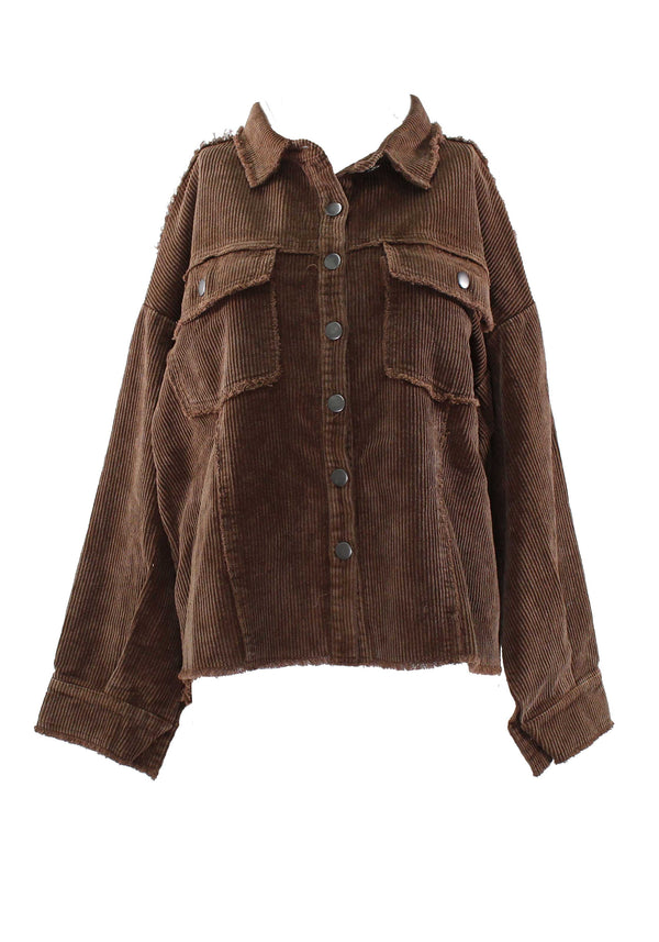 Hyfve Washed Corduroy Frayed Shacket