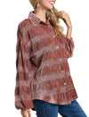 Umgee USA Tiered Gather Smocked Velvet Top
