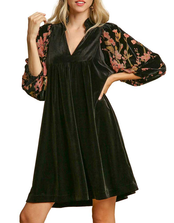 Umgee USA Ruffle High Neck Mini Dress