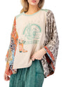 Easel Print Mix Quilted Poncho Top
