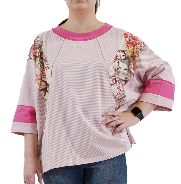 Easel 3/4 Stripe Mix Top