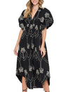 Umgee USA Palm Tree Embroidered Midi Dress