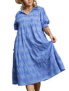 Umgee USA Swiss Dot Jacquard Tiered Maxi Dress
