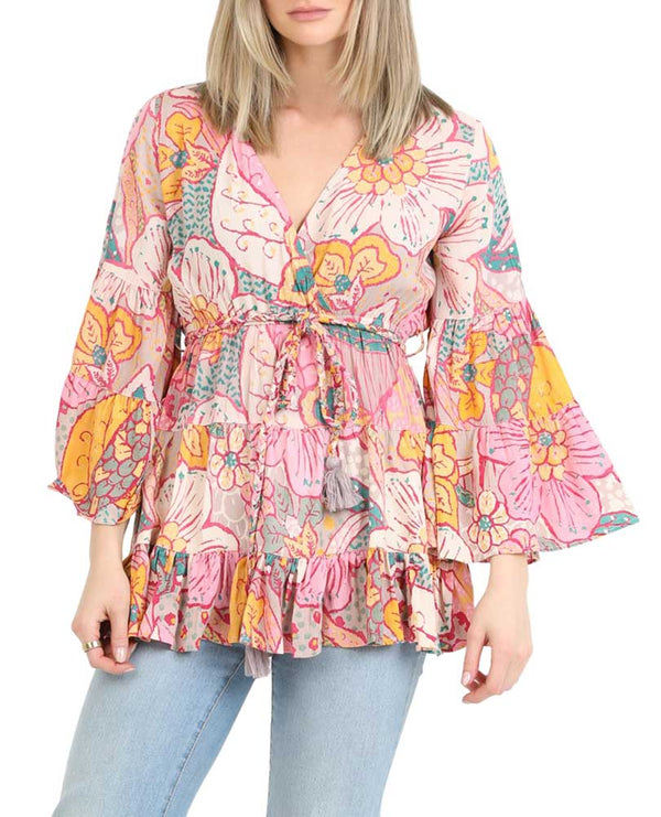 Angie Clothing V-Neck Bell Sleeve Tunic