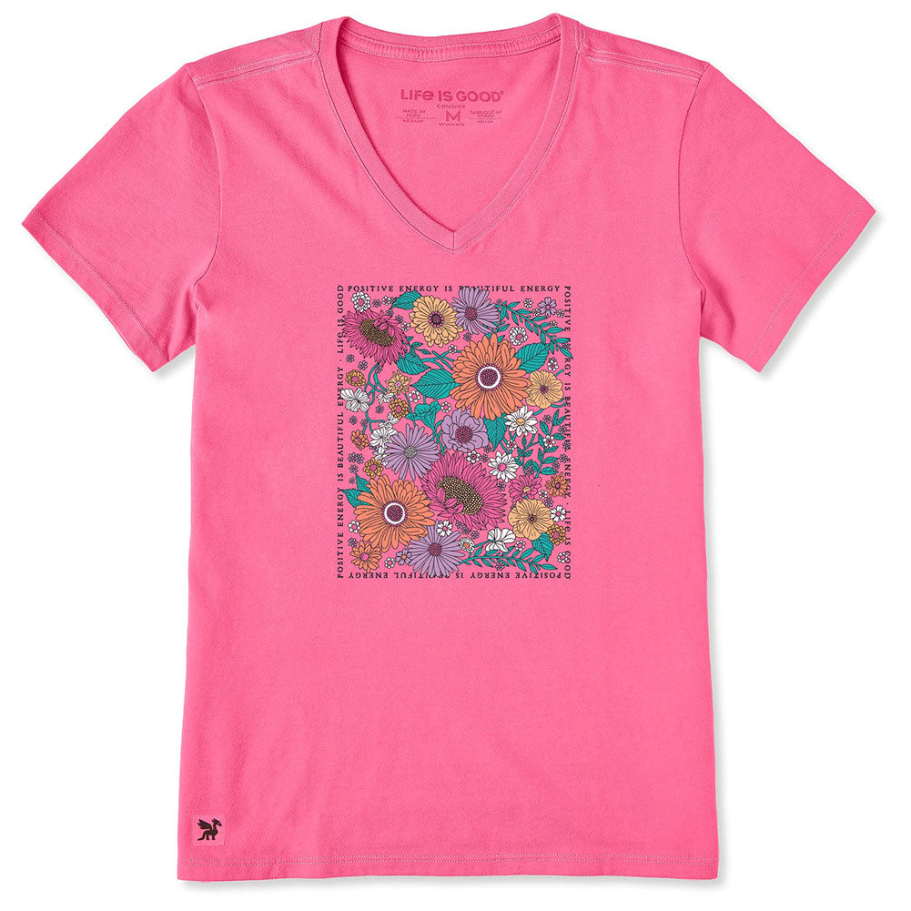 Life Is Good Ladies Beautiful Energy Wildflower Crusher V-Neck T-Shirt
