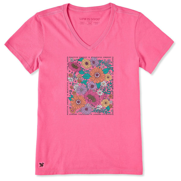 Life Is Good Ladies Beautiful Energy Wildflower Crusher V-Neck T-Shirt