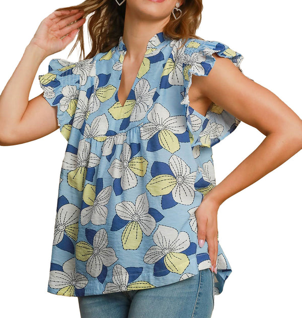 Umgee USA Top Ruffle Flower