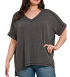 ZENANA V-Neck Ribbed Top