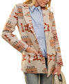 Blue B Women's Aztec Jacquard Jewel Button Blazer