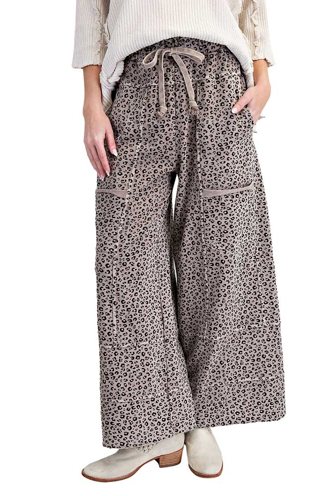 Easel Animal Print Washed Terry Knit Lounge Pants – Houser Shoes