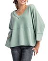 Easel Mineral Washed Thermal V Neck Knit Top