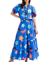 Easel Floral Printed Cotton Poplin Tiered Maxi Skirt