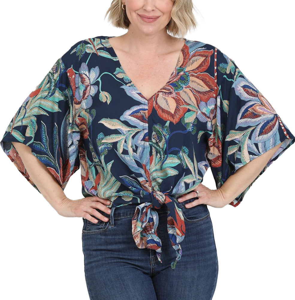 Lola P V-Neck Tie Blouse