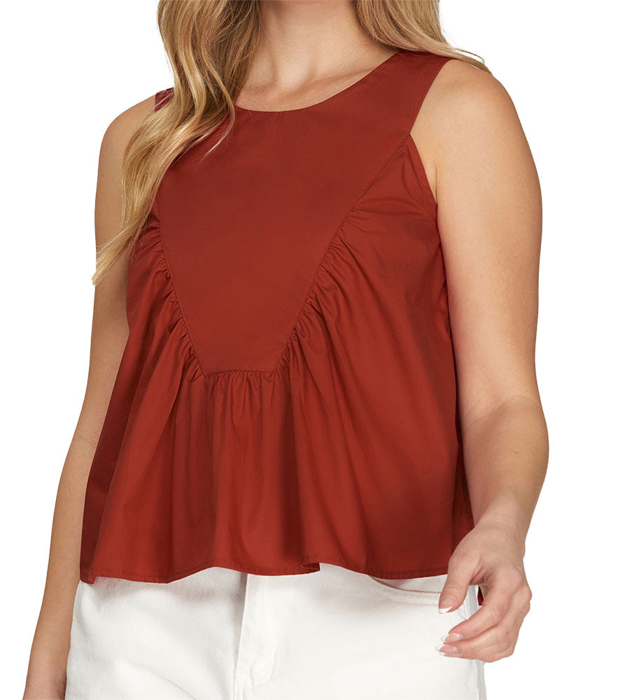 She + Sky Game Day Sleeveless Ruffle Top
