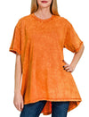 ZENANA Crinkle Washed Cotton Drop Shoulder Oversized Top