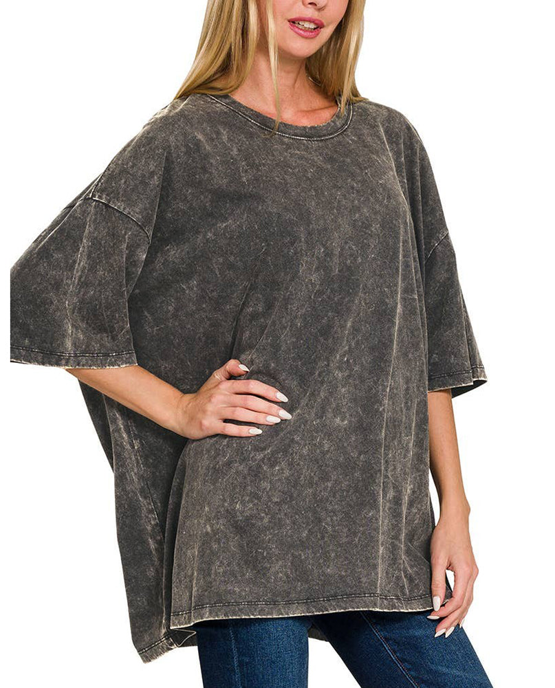 ZENANA Acid Wash Boyfriend Box T-Shirt