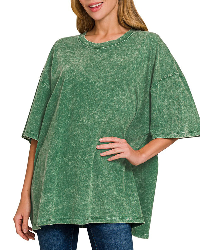 ZENANA Acid Wash Boyfriend Box T-Shirt